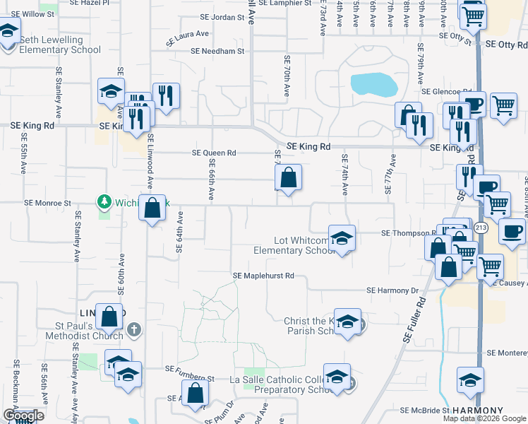 map of restaurants, bars, coffee shops, grocery stores, and more near in Southgate CPO