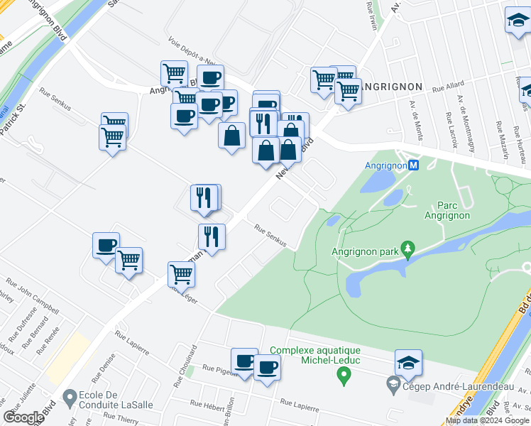 map of restaurants, bars, coffee shops, grocery stores, and more near 7028 Rue Marie Rollet in Montreal