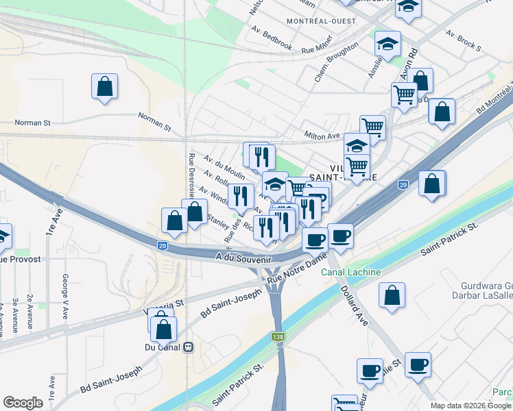 map of restaurants, bars, coffee shops, grocery stores, and more near 137 Avenue Jolicoeur in Montréal