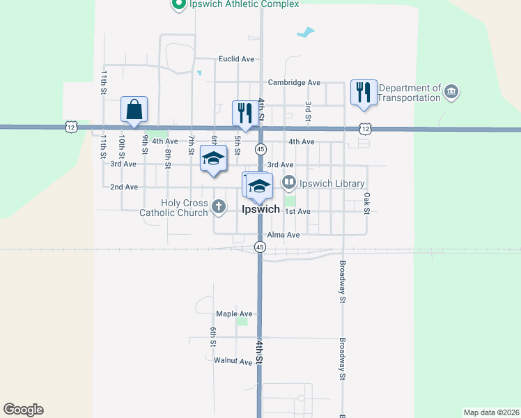 map of restaurants, bars, coffee shops, grocery stores, and more near in Ipswich