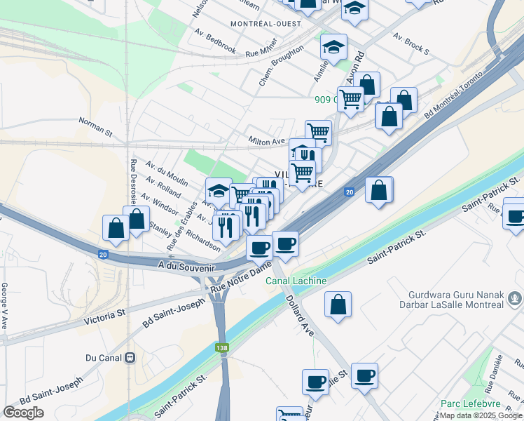 map of restaurants, bars, coffee shops, grocery stores, and more near 17 Avenue Boyer in Montréal