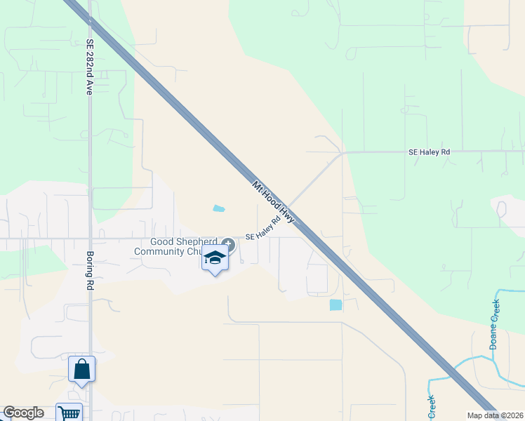 map of restaurants, bars, coffee shops, grocery stores, and more near 29225 Southeast Haley Road in Boring