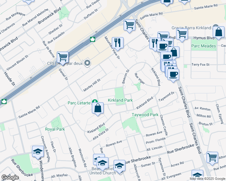 map of restaurants, bars, coffee shops, grocery stores, and more near 516 Boulevard Kirkland in Kirkland
