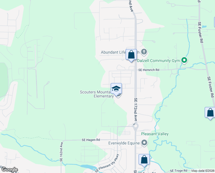 map of restaurants, bars, coffee shops, grocery stores, and more near 10587 Southeast 162nd Avenue in Happy Valley