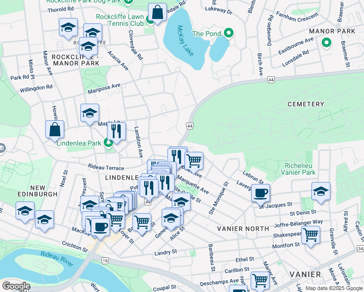 map of restaurants, bars, coffee shops, grocery stores, and more near 270 Beechwood Avenue in Ottawa