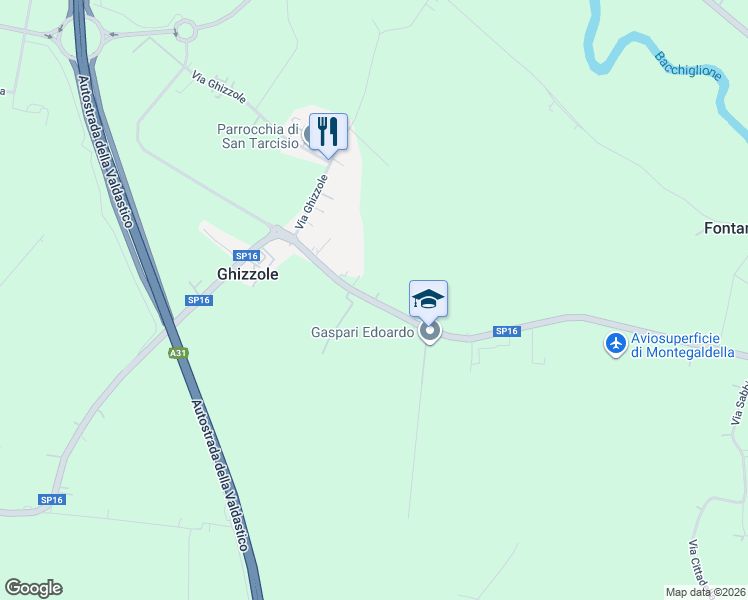 map of restaurants, bars, coffee shops, grocery stores, and more near 6 Via Ghizzole in Ghizzole