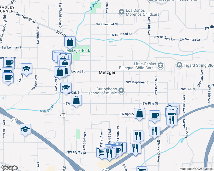 map of restaurants, bars, coffee shops, grocery stores, and more near 10270 Southwest 80th Avenue in Portland
