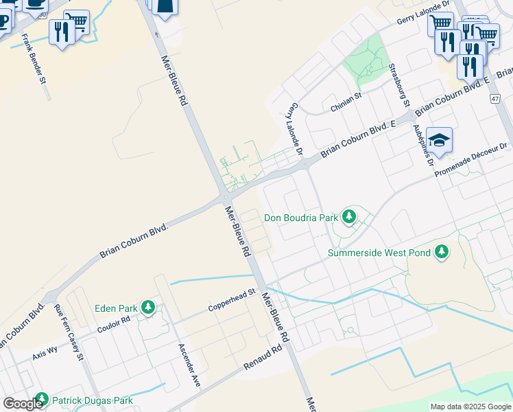 map of restaurants, bars, coffee shops, grocery stores, and more near 224 Aquarium Avenue in Ottawa