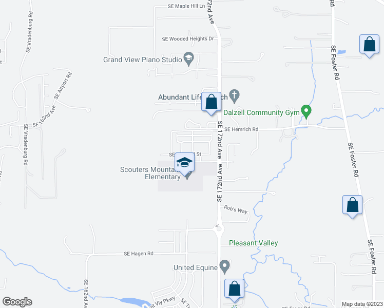 map of restaurants, bars, coffee shops, grocery stores, and more near 17094 Southeast Tranquil Street in Happy Valley