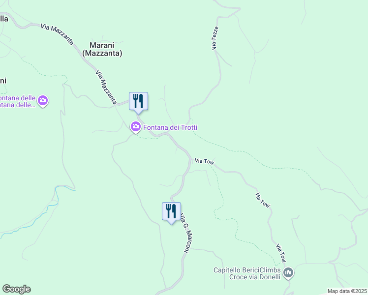 map of restaurants, bars, coffee shops, grocery stores, and more near 64 Via Mazzanta in Province of Vicenza