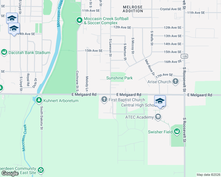 map of restaurants, bars, coffee shops, grocery stores, and more near 1743 South Lawson Street in Aberdeen