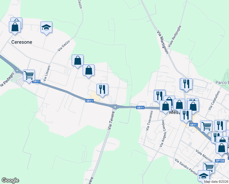 map of restaurants, bars, coffee shops, grocery stores, and more near 1 Via Levico in Mestrino