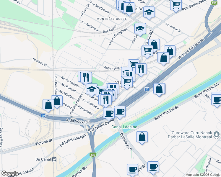 map of restaurants, bars, coffee shops, grocery stores, and more near 49 Avenue du Chalet in Montréal