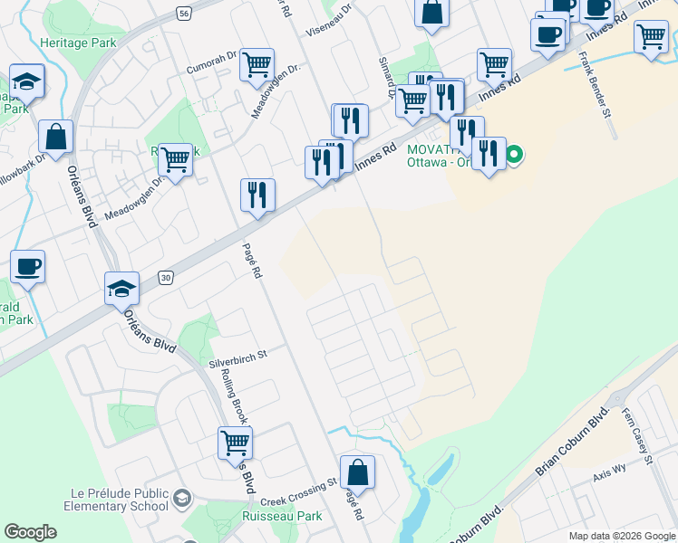 map of restaurants, bars, coffee shops, grocery stores, and more near 241 Lamarche Avenue in Ottawa