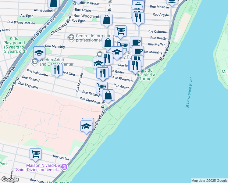 map of restaurants, bars, coffee shops, grocery stores, and more near 833 Rue Valiquette in Montreal