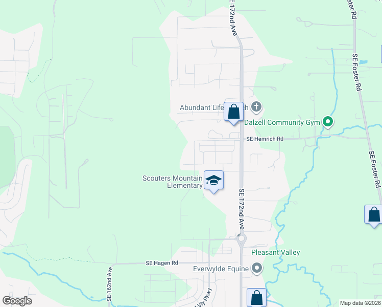 map of restaurants, bars, coffee shops, grocery stores, and more near 10587 Southeast 162nd Avenue in Happy Valley
