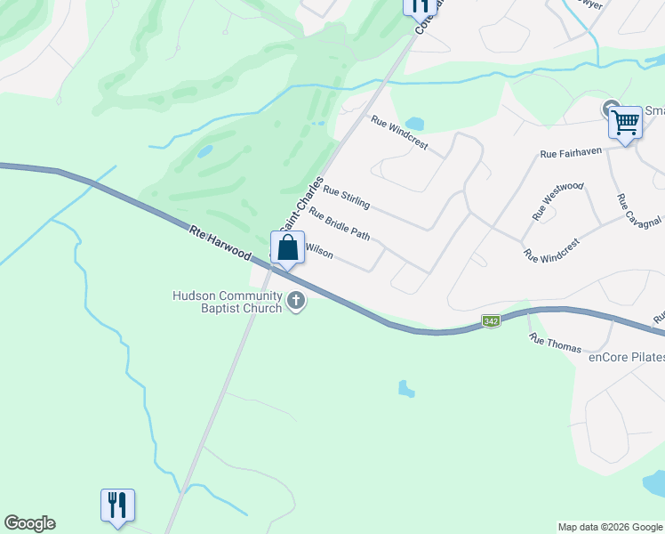 map of restaurants, bars, coffee shops, grocery stores, and more near 549 Rue Wilson in Hudson