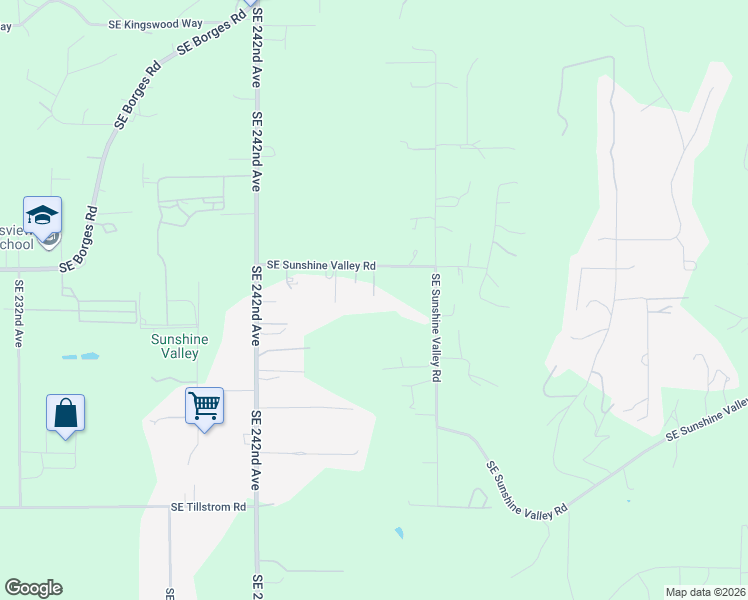 map of restaurants, bars, coffee shops, grocery stores, and more near 25032 Southeast Sunshine Valley Road in Damascus
