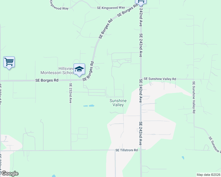 map of restaurants, bars, coffee shops, grocery stores, and more near 10735 Southeast 240th Place in Damascus