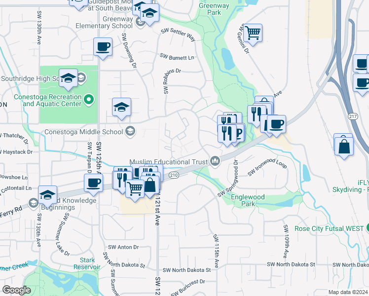 map of restaurants, bars, coffee shops, grocery stores, and more near 11765 Southwest Boones Bend Drive in Beaverton