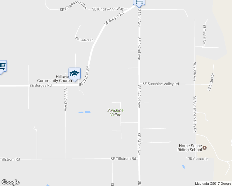 map of restaurants, bars, coffee shops, grocery stores, and more near 10735 Southeast 240th Place in Damascus