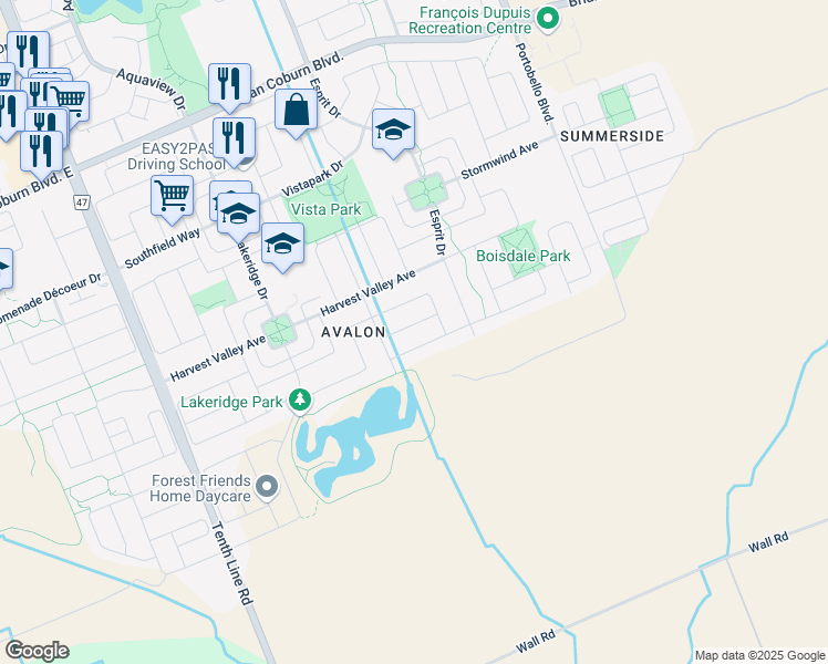 map of restaurants, bars, coffee shops, grocery stores, and more near 328 Oakcrest Way in Ottawa