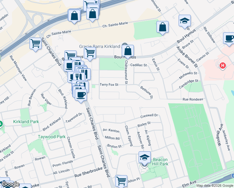 map of restaurants, bars, coffee shops, grocery stores, and more near in Kirkland