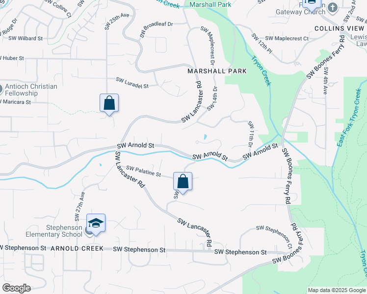 map of restaurants, bars, coffee shops, grocery stores, and more near 10810 Southwest Creightonwood Place in Portland