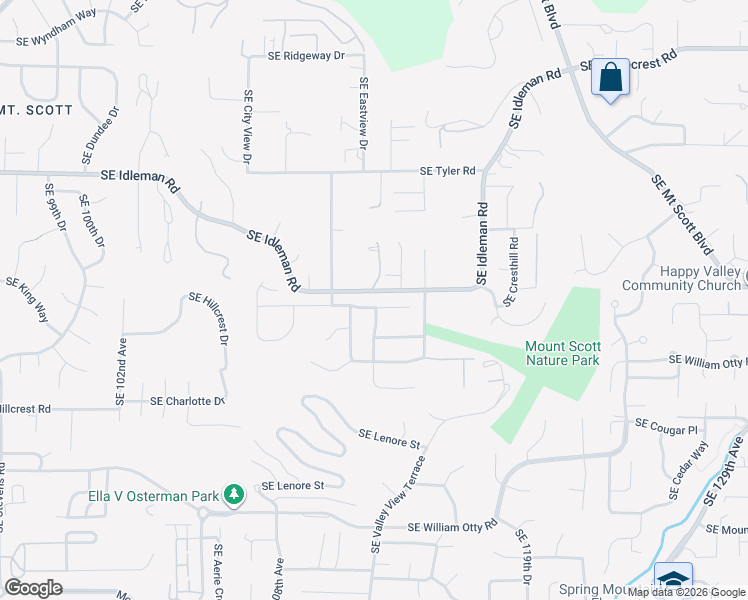 map of restaurants, bars, coffee shops, grocery stores, and more near 11203 Southeast Pheasant Ridge Drive in Happy Valley