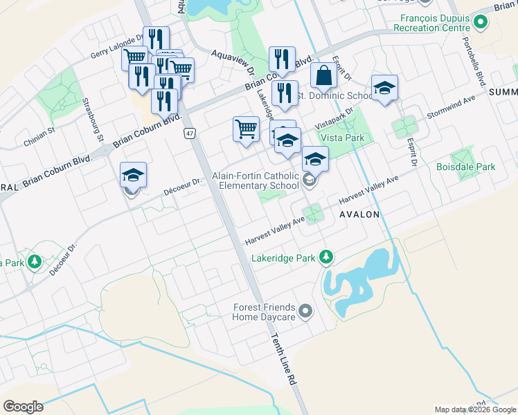 map of restaurants, bars, coffee shops, grocery stores, and more near 445 Sparkman Avenue in Ottawa