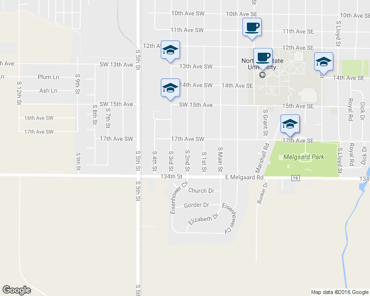 map of restaurants, bars, coffee shops, grocery stores, and more near 1732 S 2nd St in Aberdeen