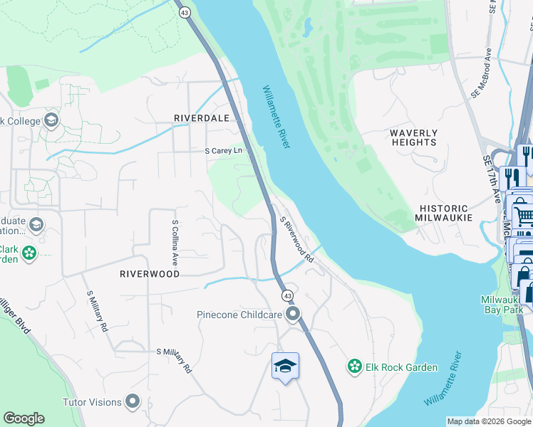 map of restaurants, bars, coffee shops, grocery stores, and more near in Multnomah County