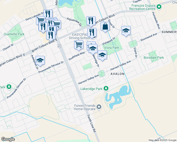 map of restaurants, bars, coffee shops, grocery stores, and more near 444 Sparkman Avenue in Ottawa