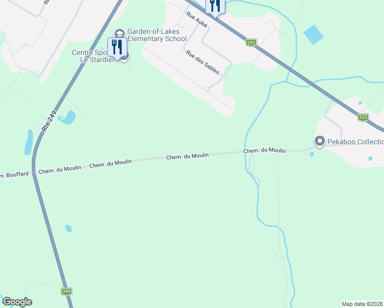 map of restaurants, bars, coffee shops, grocery stores, and more near Chemin du Moulin in Saint-Denis-de-Brompton