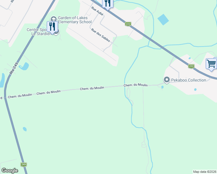 map of restaurants, bars, coffee shops, grocery stores, and more near Chemin du Moulin in Saint-Denis-de-Brompton