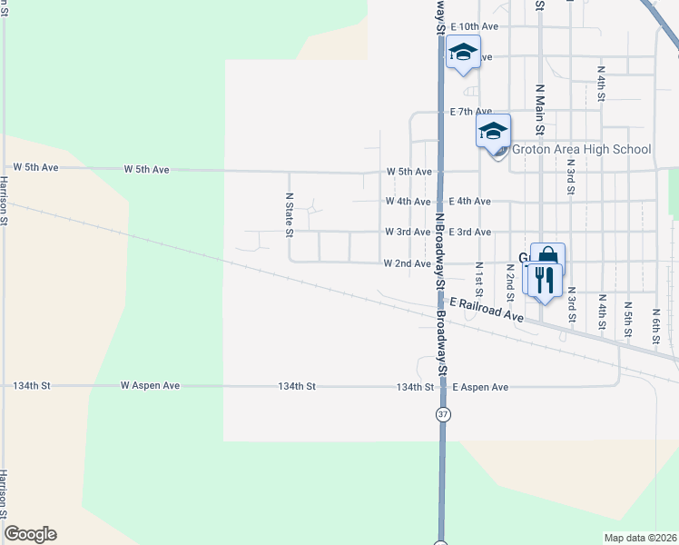 map of restaurants, bars, coffee shops, grocery stores, and more near 200-298 West 2nd Avenue in Groton