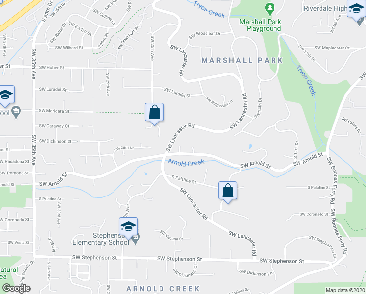 map of restaurants, bars, coffee shops, grocery stores, and more near 2133 Southwest Arnold Street in Portland