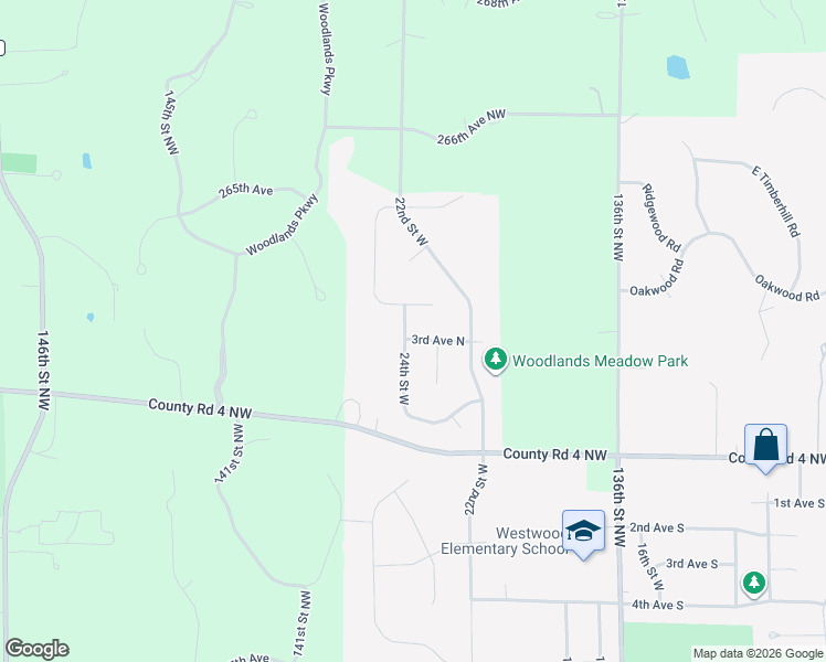 map of restaurants, bars, coffee shops, grocery stores, and more near 13915 3rd Avenue North in Zimmerman