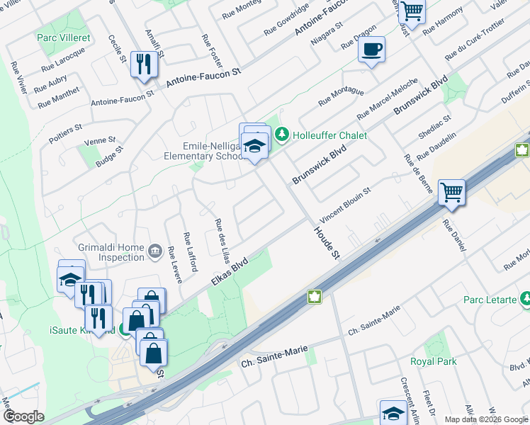 map of restaurants, bars, coffee shops, grocery stores, and more near 8 Rue de Vendôme in Kirkland