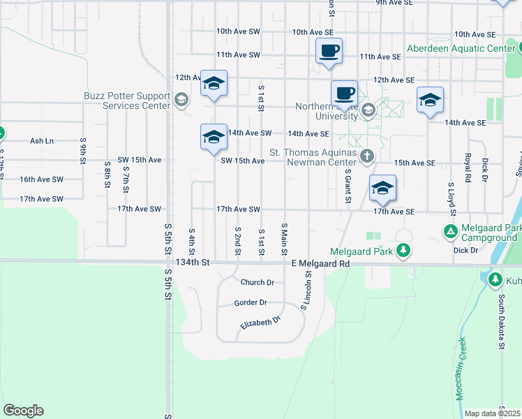 map of restaurants, bars, coffee shops, grocery stores, and more near 99 17th Ave SW in Aberdeen