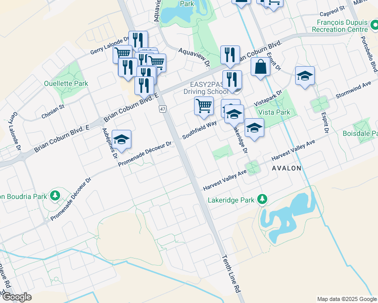 map of restaurants, bars, coffee shops, grocery stores, and more near 158 Montmorency Way in Ottawa