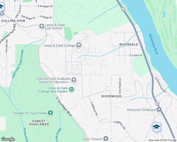 map of restaurants, bars, coffee shops, grocery stores, and more near 965 Southwest Comus Street in Portland