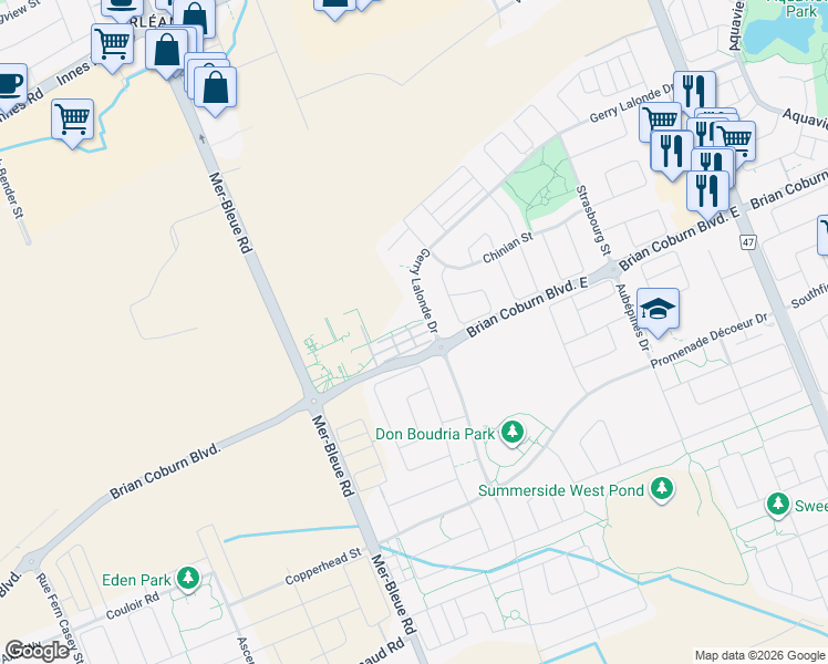 map of restaurants, bars, coffee shops, grocery stores, and more near in Ottawa