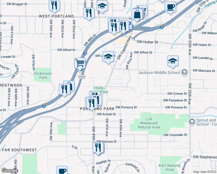 map of restaurants, bars, coffee shops, grocery stores, and more near in Portland