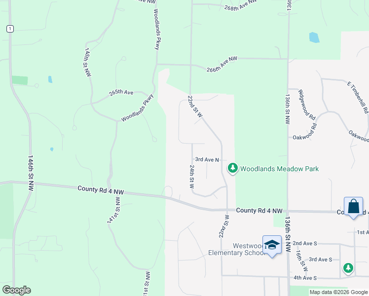 map of restaurants, bars, coffee shops, grocery stores, and more near 13915 3rd Avenue North in Zimmerman