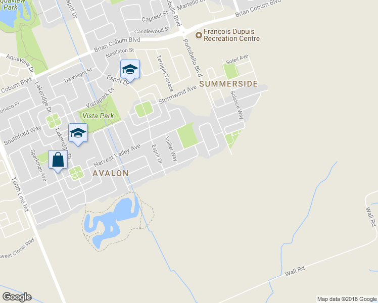 map of restaurants, bars, coffee shops, grocery stores, and more near 413 Boisdale Walk in Ottawa