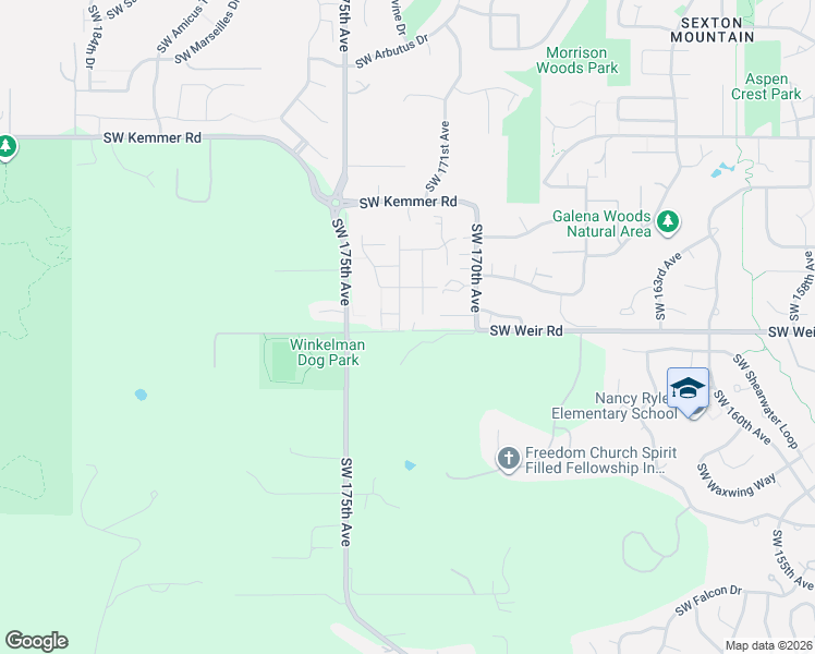 map of restaurants, bars, coffee shops, grocery stores, and more near 9892 Southwest 173rd Avenue in Beaverton