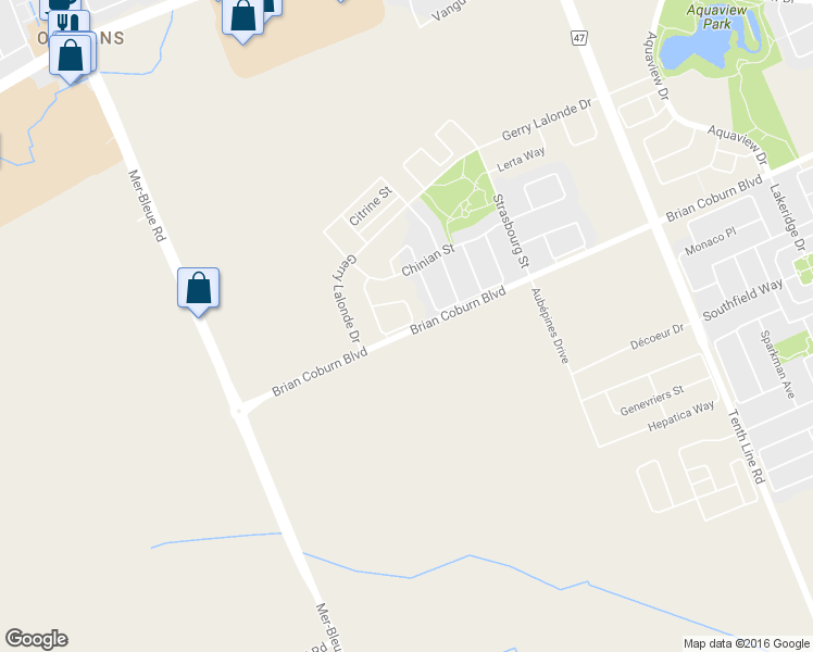 map of restaurants, bars, coffee shops, grocery stores, and more near 354 Grammond Circle in Ottawa