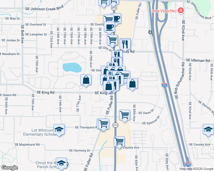 map of restaurants, bars, coffee shops, grocery stores, and more near 10317 Oregon 213 in Portland