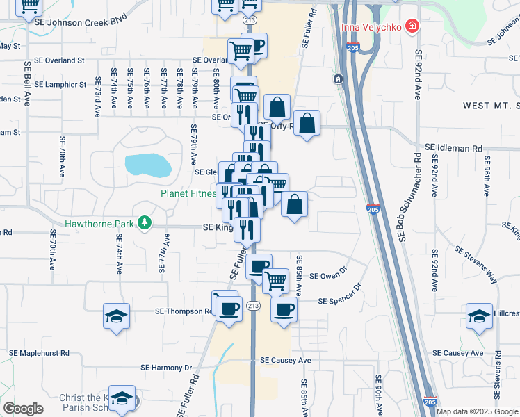 map of restaurants, bars, coffee shops, grocery stores, and more near 10330 Cascade Highway in Portland